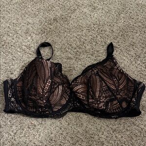 Elegant Black and Pink Lace Bra